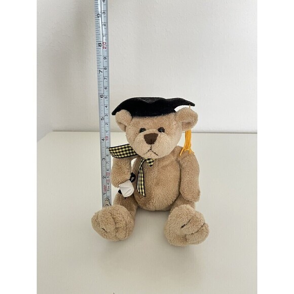Graduation Plush Bear 6" Black Yellow Grad Gift Class of 2023 - Picture 1 of 10